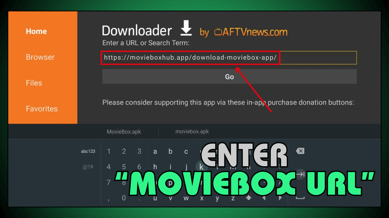 Enter MovieBox URL